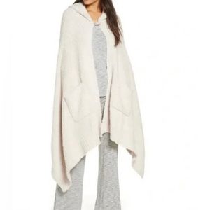 Barefoot Dreams Cozychic Hooded Cape in Stone Shawl Wrap O/S